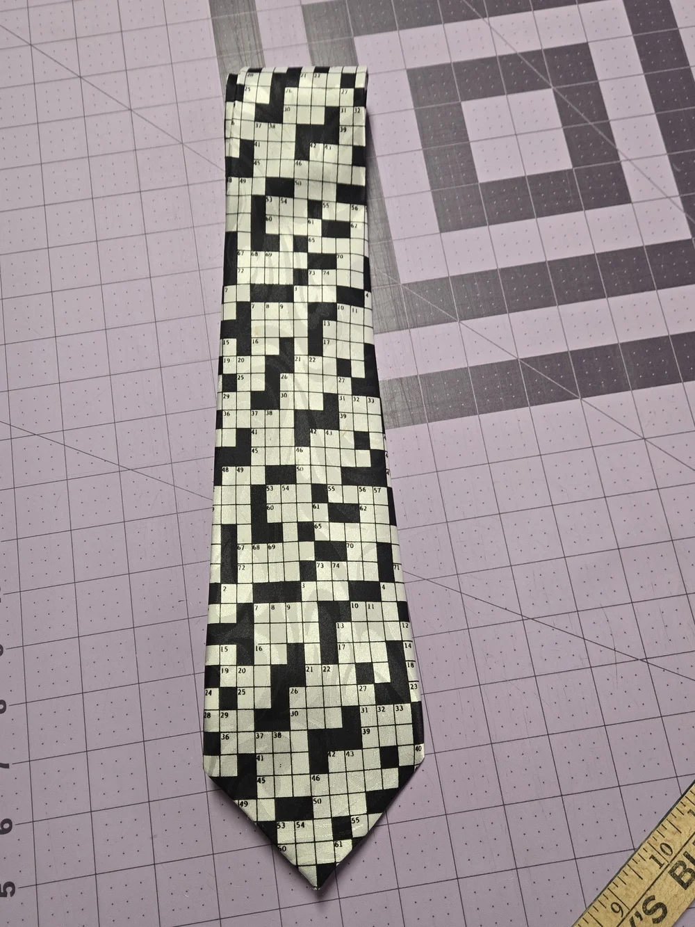 Fratello Handmade Crossword Puzzle Novelty Necktie Black White